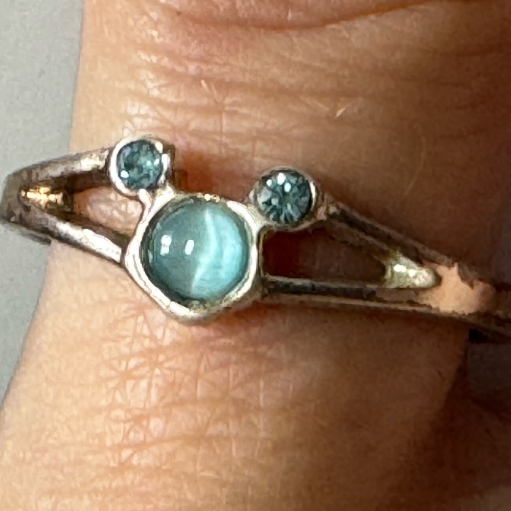 Vintage Mickey Mouse Sterling Silver Blue CZ Gem Ring DISNEY Sapphire Birthstone